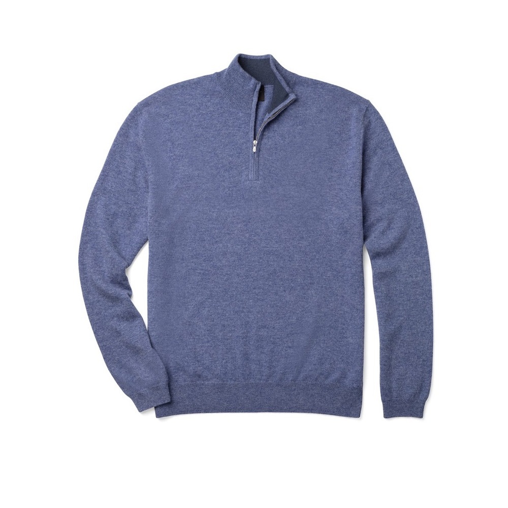 J Hilburn Light Blue 100% Cashmere Zip Mock Neck Sweater Size L